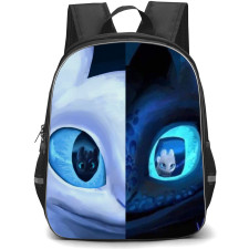 How To Train Your Dragon Backpack StudentPack - Toothless X Light Fury Half Face Poster