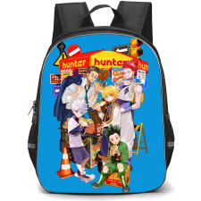 Hunter X Hunter Backpack StudentPack - Hunter X Hunter Characters Eating On Blue Background