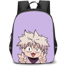 Hunter X Hunter Killua Zoldyck Backpack StudentPack - Hunter X Hunter Killua Zoldyck Smiling Chibi Art On Purple Background