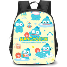 Hangyodon Sanrio Backpack StudentPack - Hangyodon Sanrio Pattern Art On Green Bubble Background