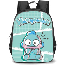 Hangyodon Sanrio Backpack StudentPack - Hangyodon Sanrio And Sayuri Minimalist Art On Lime Green Background