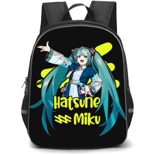 Hatsune Miku Backpack StudentPack - Hatsune Miku Performing Black Background