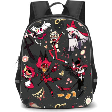 Hazbin Hotel Backpack StudentPack - Hazbin Hotel Character Pattern Art On Dark Background