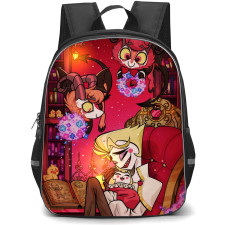 Hazbin Hotel Backpack StudentPack - Hazbin Hotel Charlie Morningstar And Lucifer Illustration Art