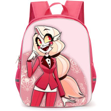 Hazbin Hotel Charlie Morningstar Backpack StudentPack - Charlie Morningstar Standing On Pink Background