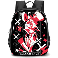 Hazbin Hotel Lucifer Morningstar Backpack StudentPack - Lucifer Morningstar Minimalist Art On Black Background
