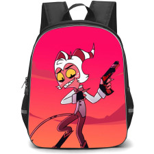 Helluva Boss Moxxie Backpack School Bag StudentPack - Moxie Holding Gun Smiling Portrait