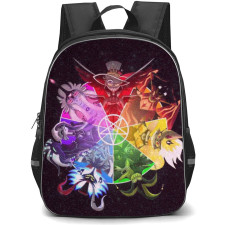 Helluva Boss Backpack StudentPack - Helluva Boss The Seven Deadly Sines On Dark Background