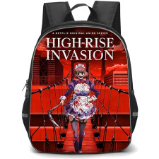 High Rise Invasion Maid Mask Backpack StudentPack - Maid Mask Anime Character Sickle Poster