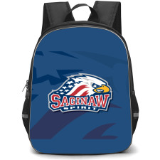Saginaw Spirit Backpack School Bag StudentPack - Logo Overlay In Blue Background