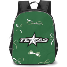 Texas Stars Backpack School Bag StudentPack - Logo Ribbon In Green Background