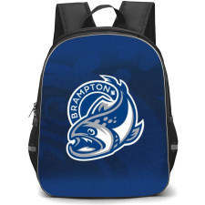 Brampton Steelheads Backpack School Bag StudentPack - Logo Blue Noise Background