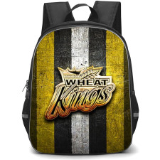 Brandon Wheat Kings Backpack School Bag StudentPack - Logo Gold In Grunge Stripe Background