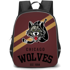 Chicago Wolves Backpack School Bag StudentPack - Logo In Yellow And Maroon Background