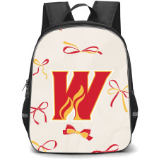 Calgary Wranglers Backpack School Bag StudentPack - Logo Ribbon In Beige Background