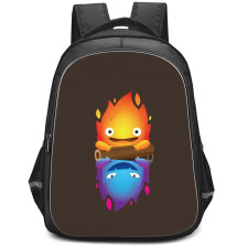 Howl's Moving Castle Calcifer Backpack StudentPack - Calcifer Fire Avatar On Brown Background
