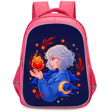 Howl's Moving Castle Backpack StudentPack - Howl's Moving Castle Sophie And Calcifer On Black Background
