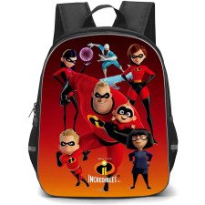 The Incredibles Backpack StudentPack - The Incredibles 2 Characters 3D Art On Dark Red Background