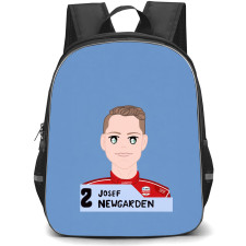 IndyCar Series Josef Newgarden Backpack School Bag StudentPack - Josef Newgarden Illustration Portrait On Blue Background