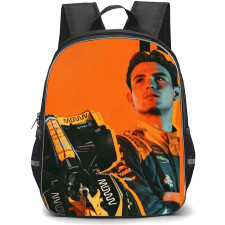 IndyCar Series Pato O'Ward Backpack School Bag StudentPack - Pato O'Ward Car Portrait Poster On Orange Background