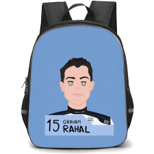 IndyCar Series Graham Rahal Backpack School Bag StudentPack - Graham Rahal Illustration Portrait In Blue Background