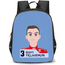 IndyCar Series Scott McLaughlin Backpack School Bag StudentPack - Scott McLaughlin Illustration Portrait In Blue Background