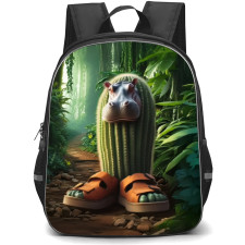 Italian Brainrot Cacto Hipopotamo Backpack StudentPack - Cacto Hipopotamo Standing In The Forest 3D Art Poster
