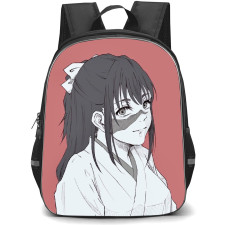 Jujutsu Kaisen Backpack StudentPack - Lori Utahime Grayscale Side Portrait On Crimson Background