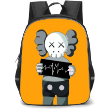 Kaws School Backpack StudentPack - Gray Standing Portrait Orange Background