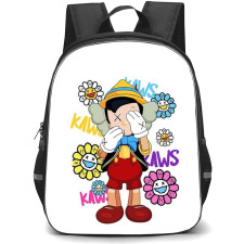 Kaws School Backpack StudentPack - Pinocchio Kaws Pattern Art Background