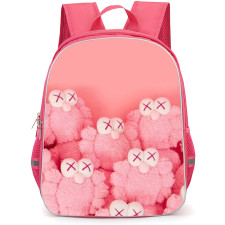 Kaws Backpack StudentPack - Kaws Plush Pink Dolls On Pink Background