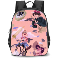 Kiki's Delivery Service Backpack StudentPack - Kiki's Delivery Service Character Cartoon Art Illustration On Pink Background