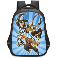 Kung Fu Panda Backpack StudentPack - Kung Fu Panda Character Art On Blue Retro Background