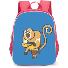 Kung Fu Panda Monkey Backpack StudentPack - Monkey Sitting On Blue Background Minimalist Art