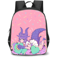 Kaiju Girl Caramelise Kuroe Akaishi Backpack School Bag StudentPack - Kuroe Akaishi Cute Kaiju Girl Purple Horns Illustration Poster