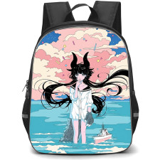 Kaiju Girl Caramelise Kuroe Akaishi Backpack School Bag StudentPack - Kuroe Akaishi Ocean Sky Kaiju Anime Art Poster
