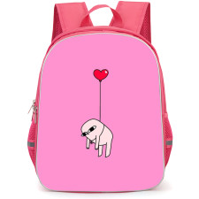 Ketnipz Backpack StudentPack - Ketnipz Flying With Heart Shape Baloon On Pink Background