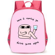 Ketnipz Backpack StudentPack - Ketnipz Here 2 Remind Ya Drink Some Aqua Minimalist Art On Pink Background