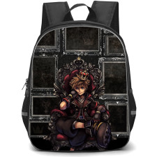 Kingdom Hearts Sora Backpack StudentPack - Sora Sitting on Chair Black Frames Background