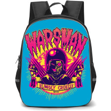 Kinikuman Warsman Backpack StudentPack - Warsman Bloodly Cruelly Sticker On Sky Blue Background