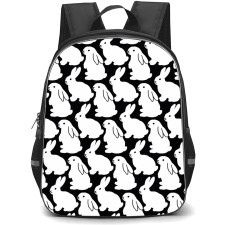 Kittybunnyponys Backpack School Bag StudentPack - Kittybunnyponys Monochrome Bunny Pattern Poster