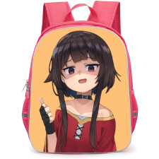 KonoSuba Megumin Backpack StudentPack - Megumin Minimalist Orange Background