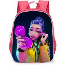 Kpop Demon Hunters Rumi Backpack School Bag StudentPack - Kpop Demon Hunters Rumi Applying Mascara Black Background