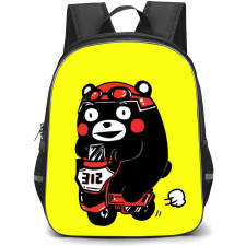 Kumamon Backpack StudentPack - Kumamon Enjoy Riding on Green Pattern Background