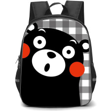 Kumamon Backpack StudentPack - Kumamon Give Shocking Expression on Check Pattern Background