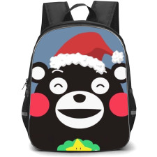 Kumamon Backpack StudentPack - Kumamon Happy to Wear Christmas Cap with Grey Background