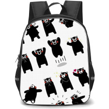 Kumamon Backpack StudentPack - Kumamon Many Cute Expressions Stickers on Check Line Background
