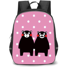 Kumamon Backpack StudentPack - Kumamon Mascot Bear Different Mouth on Pink Background