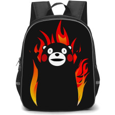 Kumamon Backpack StudentPack - Kumamon Mascot Black Bear on Fire Background