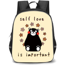 Kumamon Backpack StudentPack - Kumamon Self Love is Important Cute Flower on Yellow Background